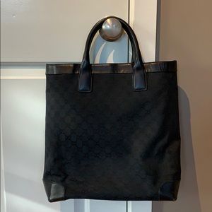 Used Gucci monogram tote bag, black